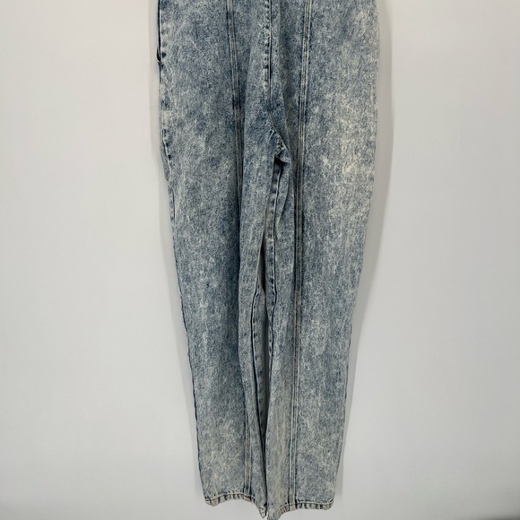 Vintage 90’s Acid Wash Front Pocket Cartoon Patch Seamed Straight Leg Jumpsuit - Picture 11 of 12
